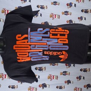 Adidas Originals spell out big graphic LG black & orange casual skater t-shirt